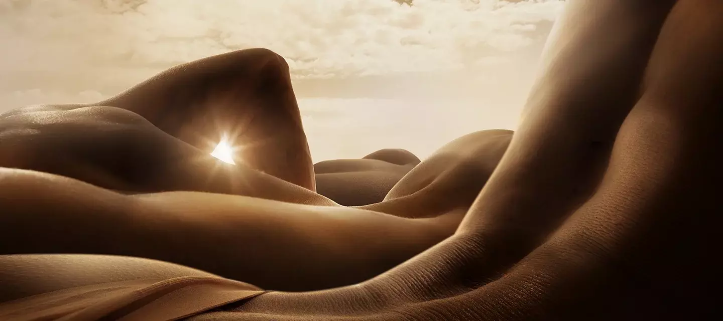 How to repair skin barrier Body scapes showing skin of various bodies laying down with the setting sun in the background